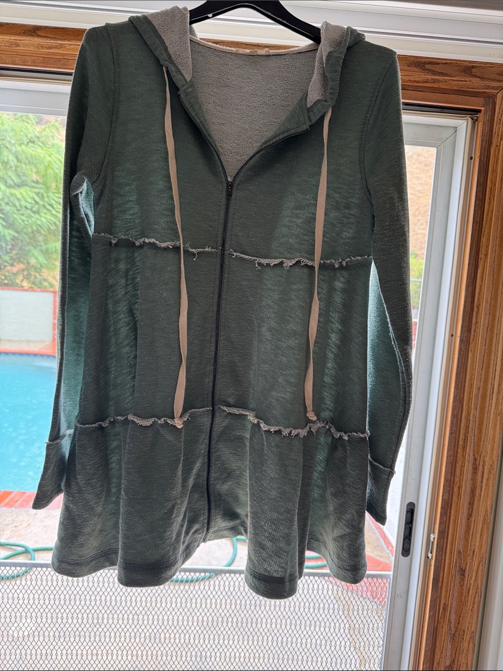 Easel Women's Olive Green Hooded Zip-Front Coat